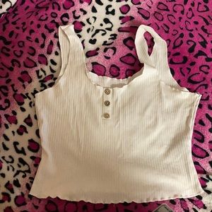 white tank top 4 wooden buttons